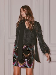 Love & Roses Sequin Velvet Mini Skirt - Bilde 2 av 4