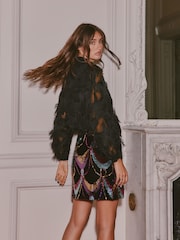Love & Roses Sequin Velvet Mini Skirt - Bilde 4 av 4