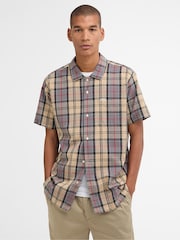 Barbour Brown Clyde Seersucker Tartan Summer Fit Shirt - Image 1 of 5