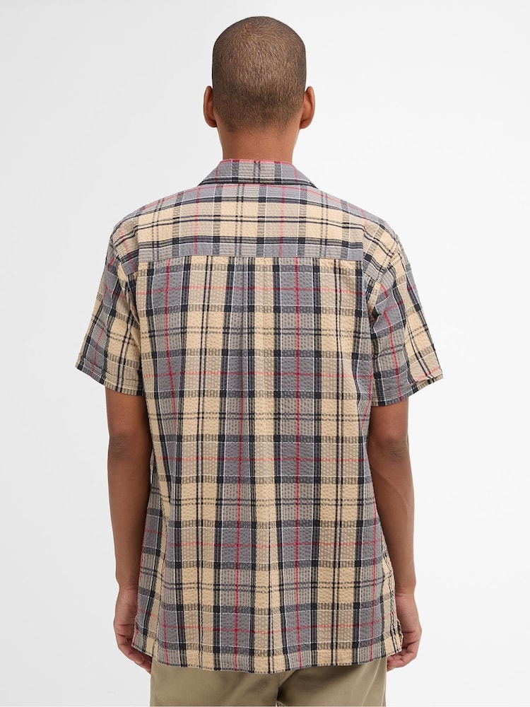 Barbour Brown Clyde Seersucker Tartan Summer Fit Shirt - Image 2 of 5