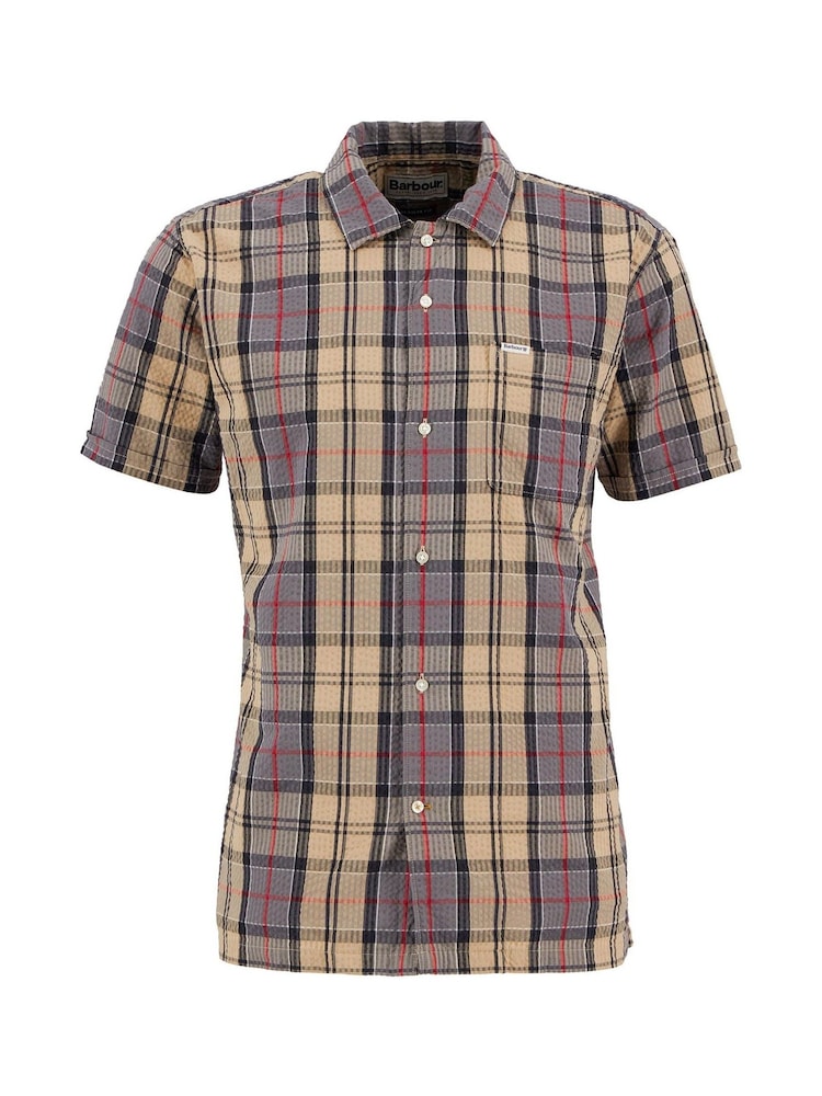 Barbour Brown Clyde Seersucker Tartan Summer Fit Shirt - Image 5 of 5