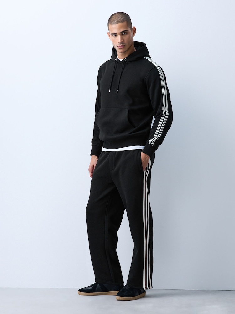 Black Straight Fit Side Stripe Joggers - Image 2 of 7