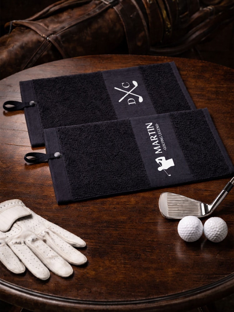 Personalised Black Golf Towel by Loveabode - Image 1 of 4
