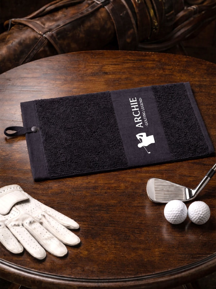 Personalised Black Golf Towel by Loveabode - Image 2 of 4
