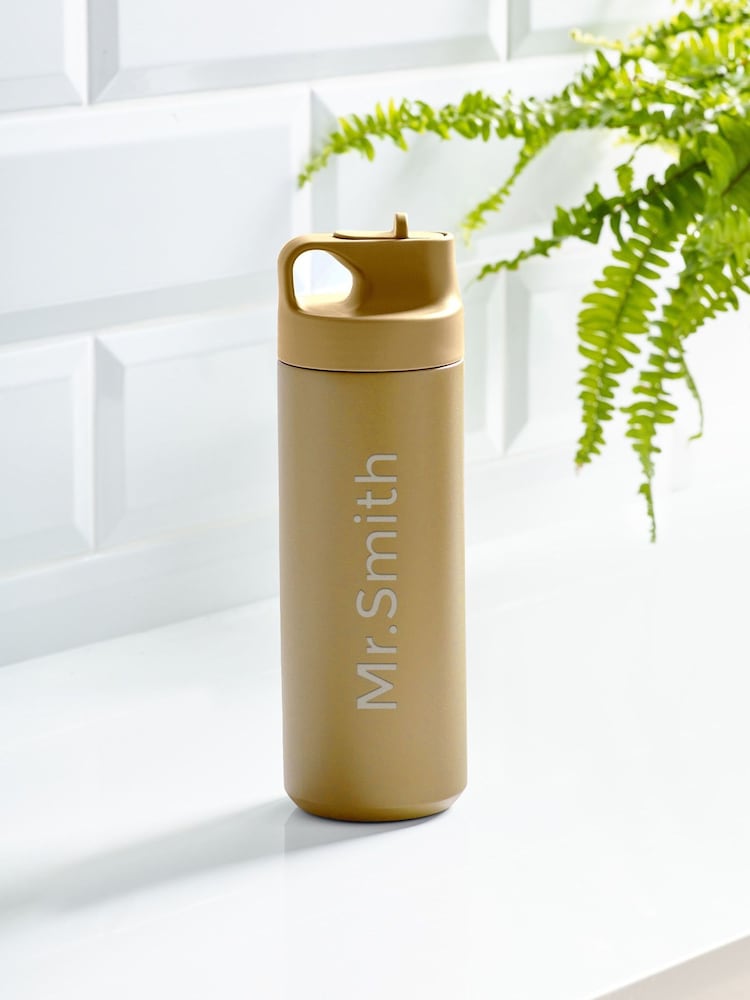 Personalised Mustard Straw Water Bottle by Loveabode - Image 2 of 4