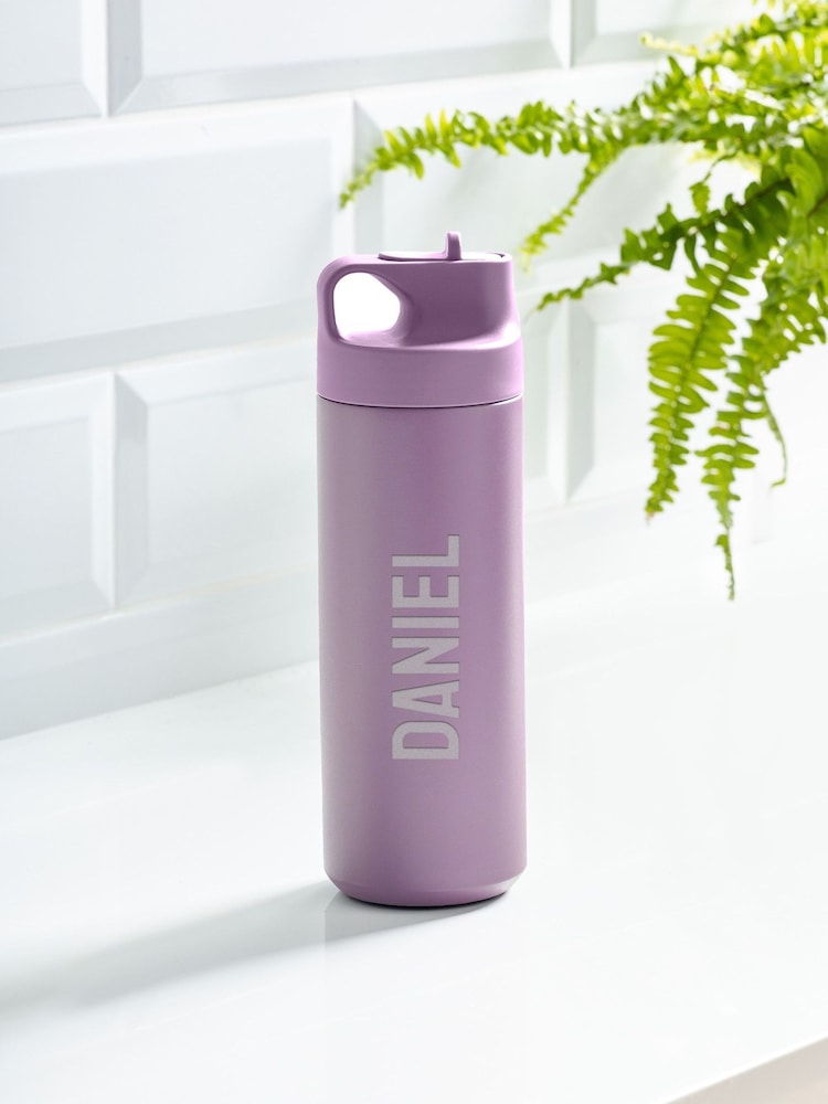 Personalised Lilac Straw Water Bottle by Loveabode - Image 2 of 4