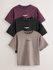 smALLSAINTS Black/Red Logo Crew Neck Relaxed T-Shirts 3 Pack - Image 1 of 7