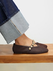 River Island Brown Crochet Ballet Pumps - Image 1 of 6