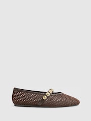 River Island Brown Crochet Ballet Pumps - Image 2 of 6