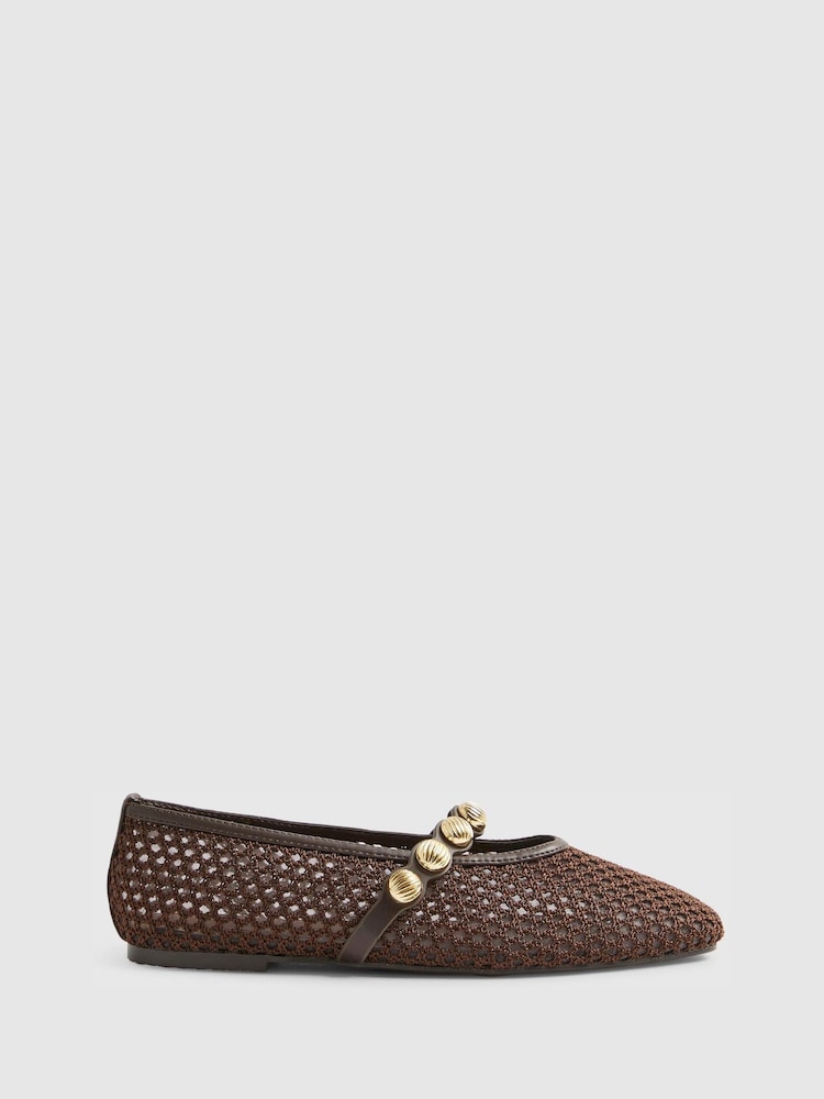 River Island Brown Crochet Ballet Pumps - Image 2 of 6 River Island Brown Crochet Ballet Pumps - Image 2 of 6