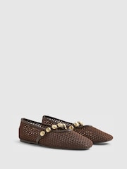 River Island Brown Crochet Ballet Pumps - Image 3 of 6