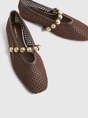 River Island Brown Crochet Ballet Pumps - Image 6 of 6