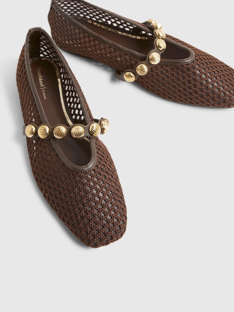 River Island Brown Crochet Ballet Pumps - Image 6 of 6 River Island Brown Crochet Ballet Pumps - Image 6 of 6