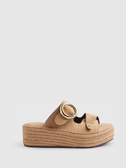 River Island Brown Ringe Buckle Strap Wedge Sandals - Image 2 of 6