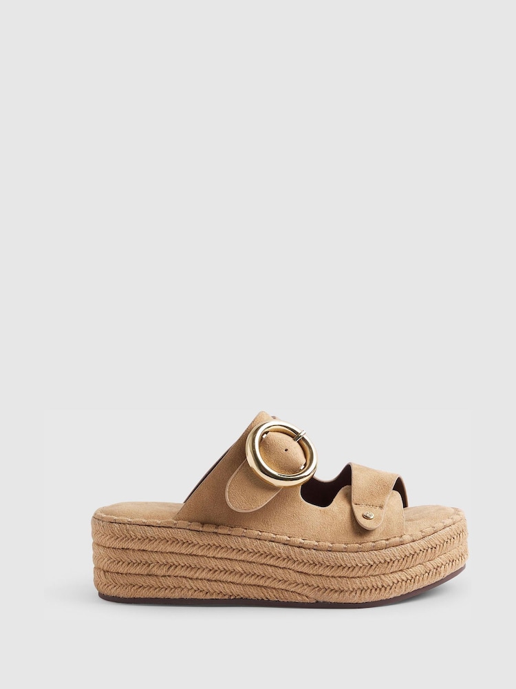 River Island Brown Ringe Buckle Strap Wedge Sandals - Image 2 of 6