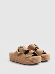 River Island Brown Ringe Buckle Strap Wedge Sandals - Image 3 of 6