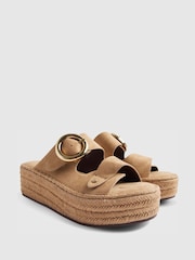 River Island Brown Ringe Buckle Strap Wedge Sandals - Image 4 of 6