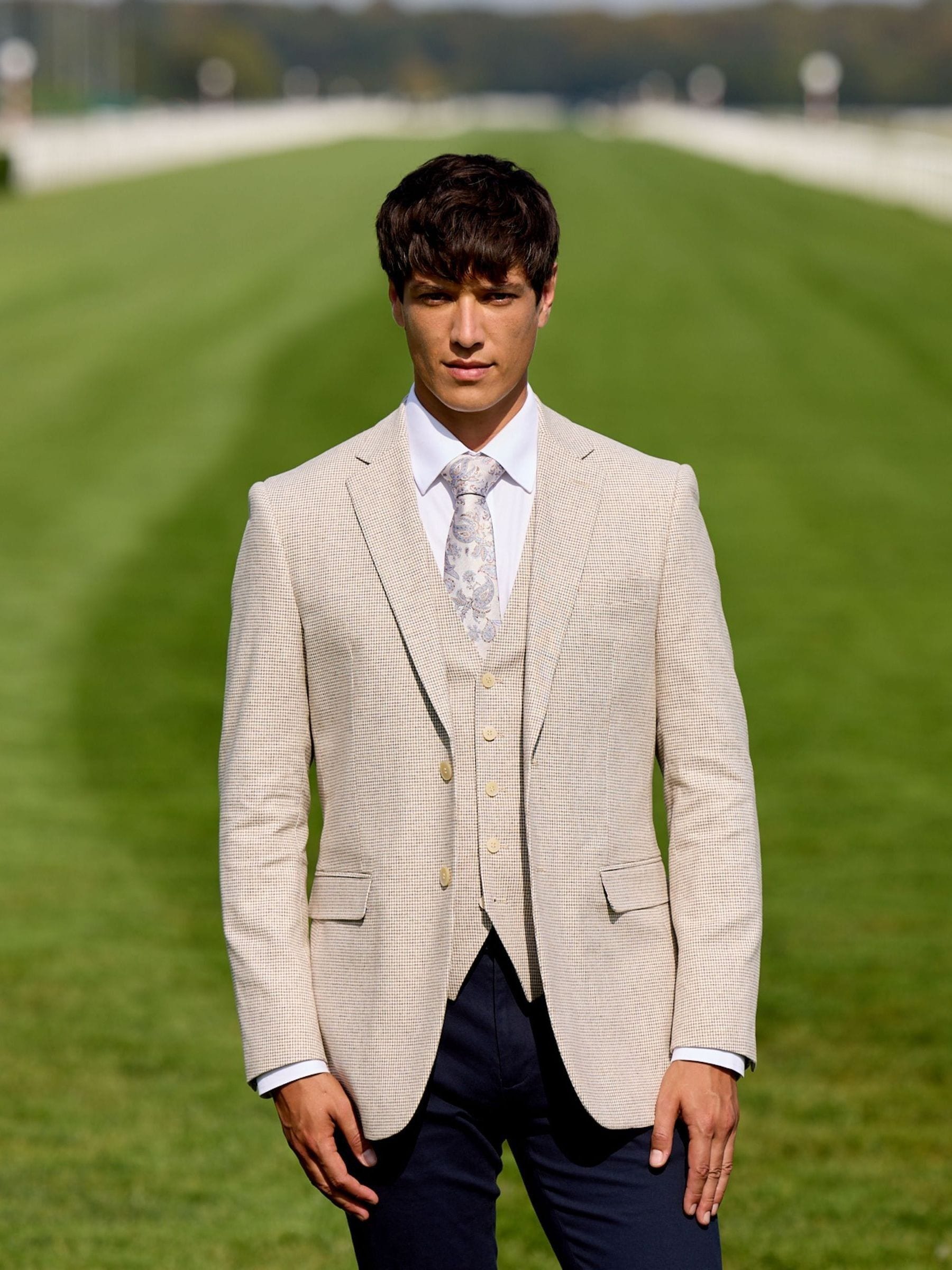 Buy Skopes Natural Aurelio Tailored Fit Houndstooth Check Jacket