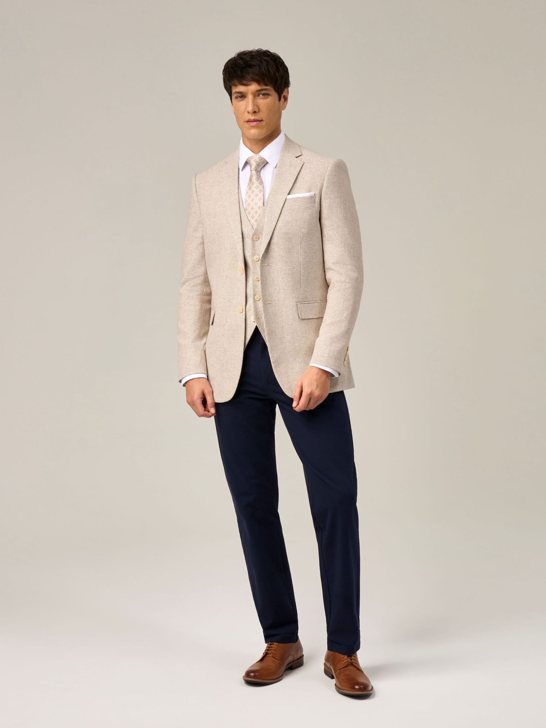 Buy Skopes Natural Aurelio Tailored Fit Houndstooth Check Jacket