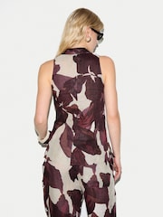 Jigsaw Red Iris Leaf Linen V-Neck Blouse - Image 5 of 7