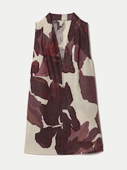 Jigsaw Red Iris Leaf Linen V-Neck Blouse - Image 7 of 7