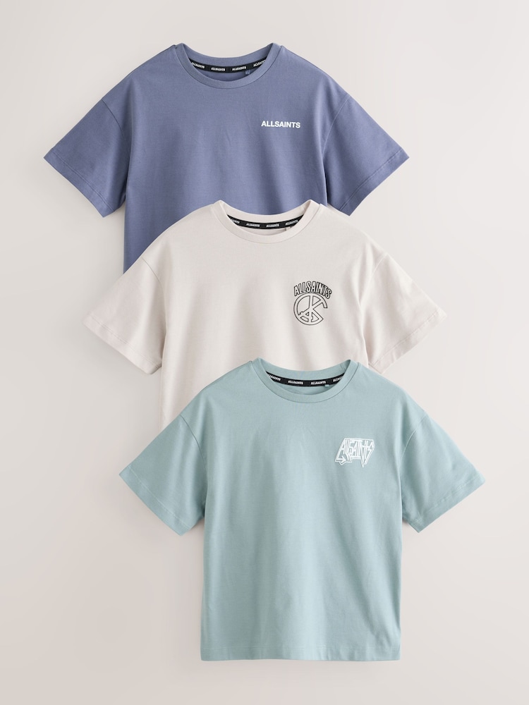 smALLSAINTS Blue Graphic Crew T-Shirts 3 Pack - Image 1 of 9