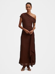 Forever New Piper Petite Draped Tie Mesh Midi Dress - Imagen 1 de 4
