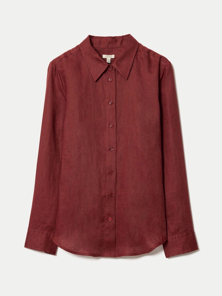 Jigsaw Red Classic Linen Shirt - Image 6 of 6