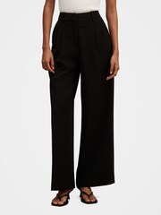 Forever New Black Eva Petite Pleated Wide Leg Trousers - Image 1 of 5