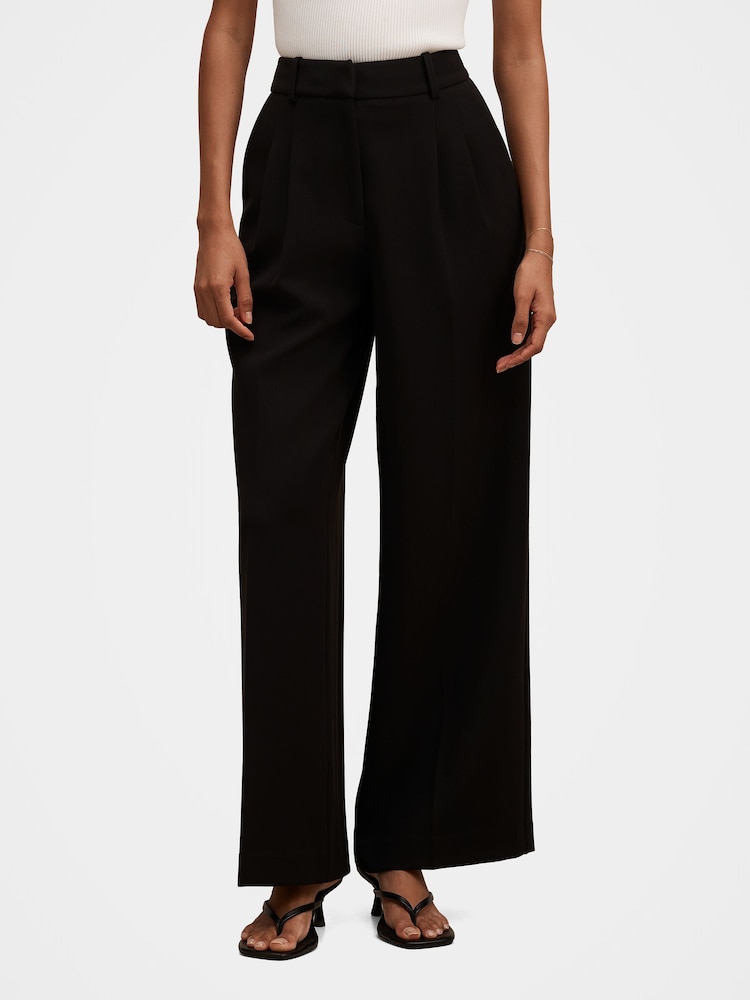 Forever New Black Eva Petite Pleated Wide Leg Trousers - Image 1 of 5 Forever New Black Eva Petite Pleated Wide Leg Trousers - Image 1 of 5