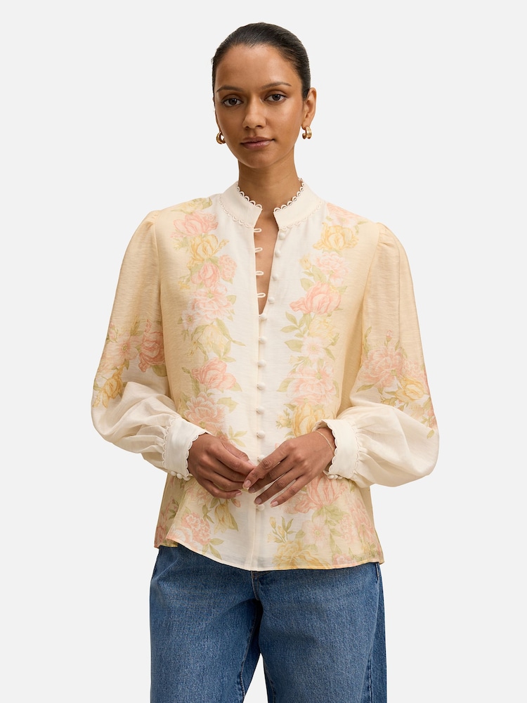 Forever New Cream Emma Petite Trimmed Blouse - Image 1 of 5 Forever New Cream Emma Petite Trimmed Blouse - Image 1 of 5