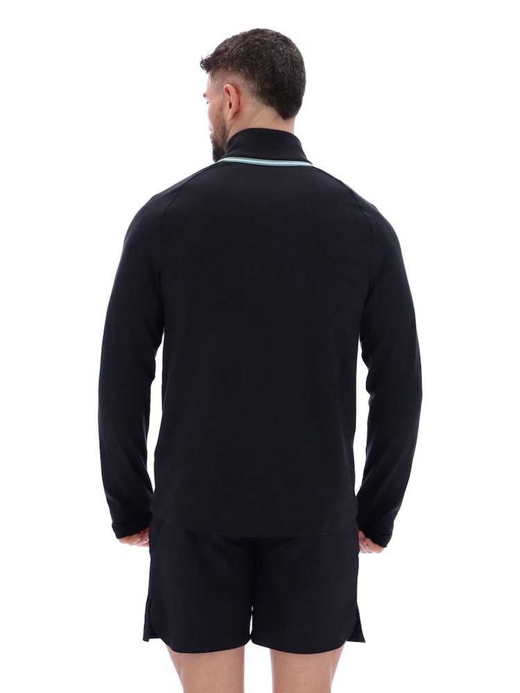 Ted Baker Sport Rory Soft StretchTraining 1/4 Zip Black T-Shirt - Image 2 of 4