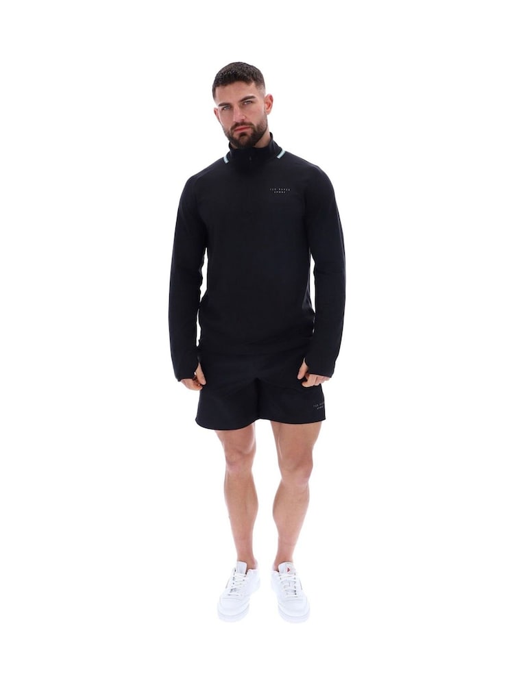 Ted Baker Sport Rory Soft StretchTraining 1/4 Zip Black T-Shirt - Image 4 of 4