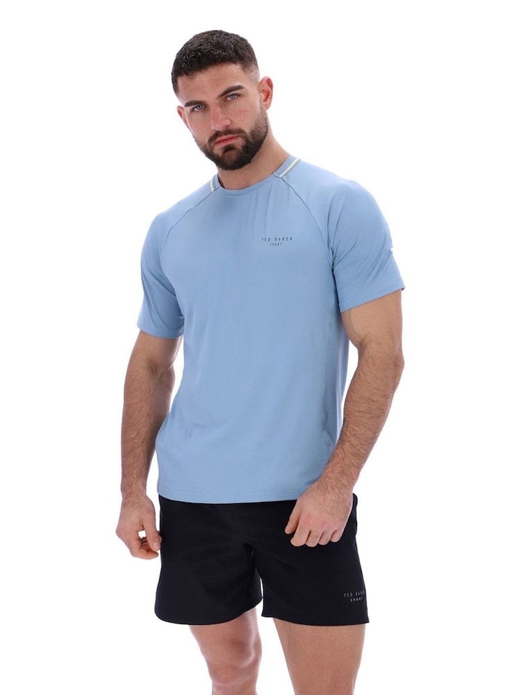 Ted Baker Sport Blue Harrison Aeroflow Training T-Shirt - Image 1 of 3