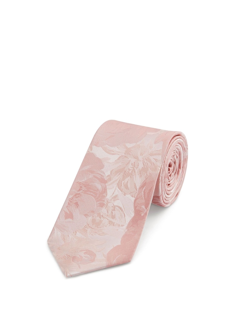Skopes Pink Silk Floral Tie & Pocket Square Set - Image 1 of 5