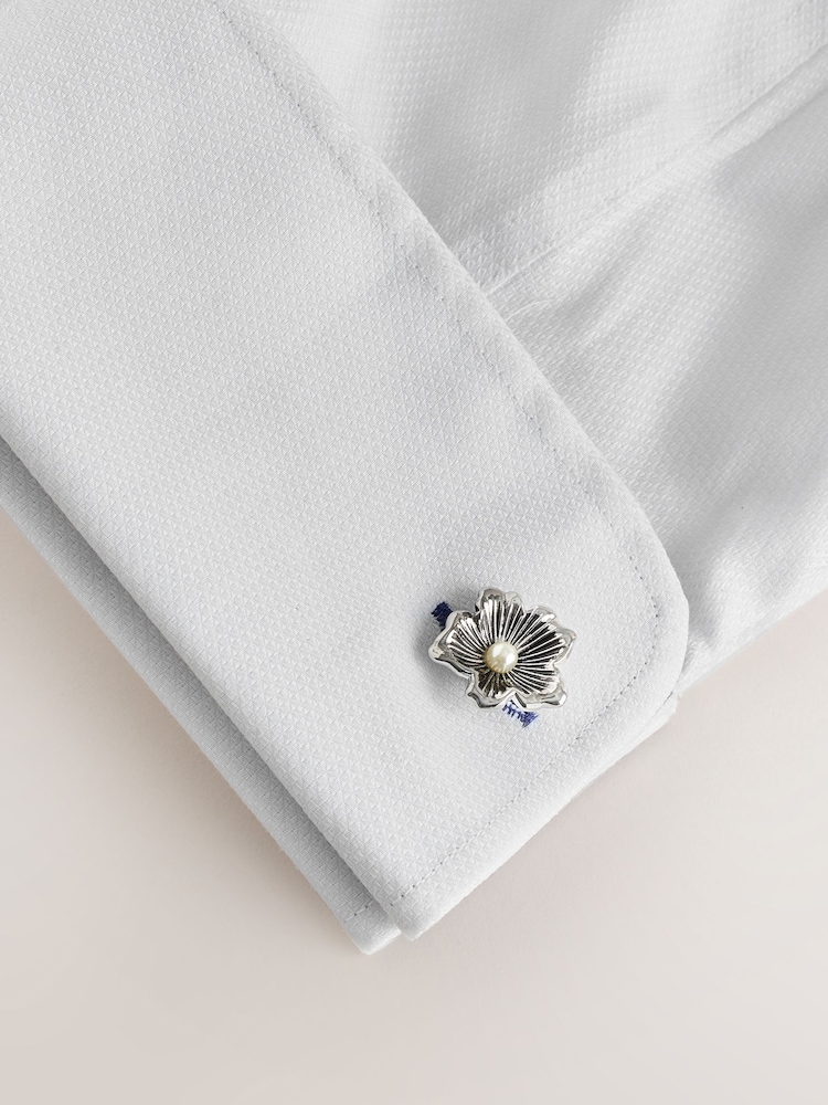 실버 - Flower Cufflinks - 5의 이미지 1