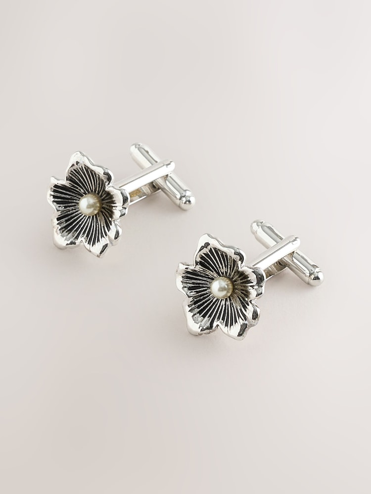 실버 - Flower Cufflinks - 5의 이미지 2