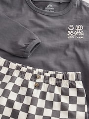 Charcoal Grey Checkerboard Baby Top and Wide Leg Leggings Set (0mths-2yrs) - Image 4 of 6