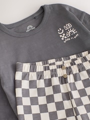 Charcoal Grey Checkerboard Baby Top and Wide Leg Leggings Set (0mths-2yrs) - Image 7 of 9