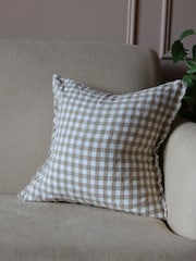 Ellenvale Interiors Light Brown Esmee Gingham Cushion Cover 45 x 45cm 45 X 45cm - Image 1 of 3
