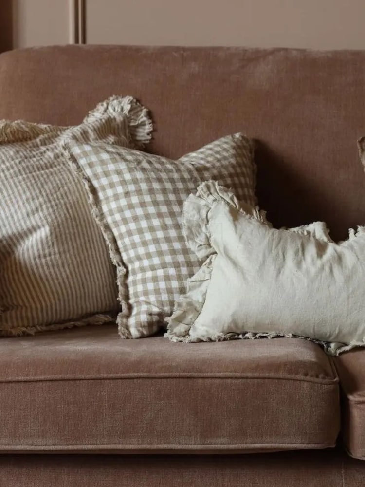 Ellenvale Interiors Light Brown Esmee Gingham Cushion Cover 45 x 45cm 45 X 45cm - Image 2 of 3