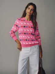 Pink Multi Dog Christmas Long Sleeve Jumper - Image 2 of 8