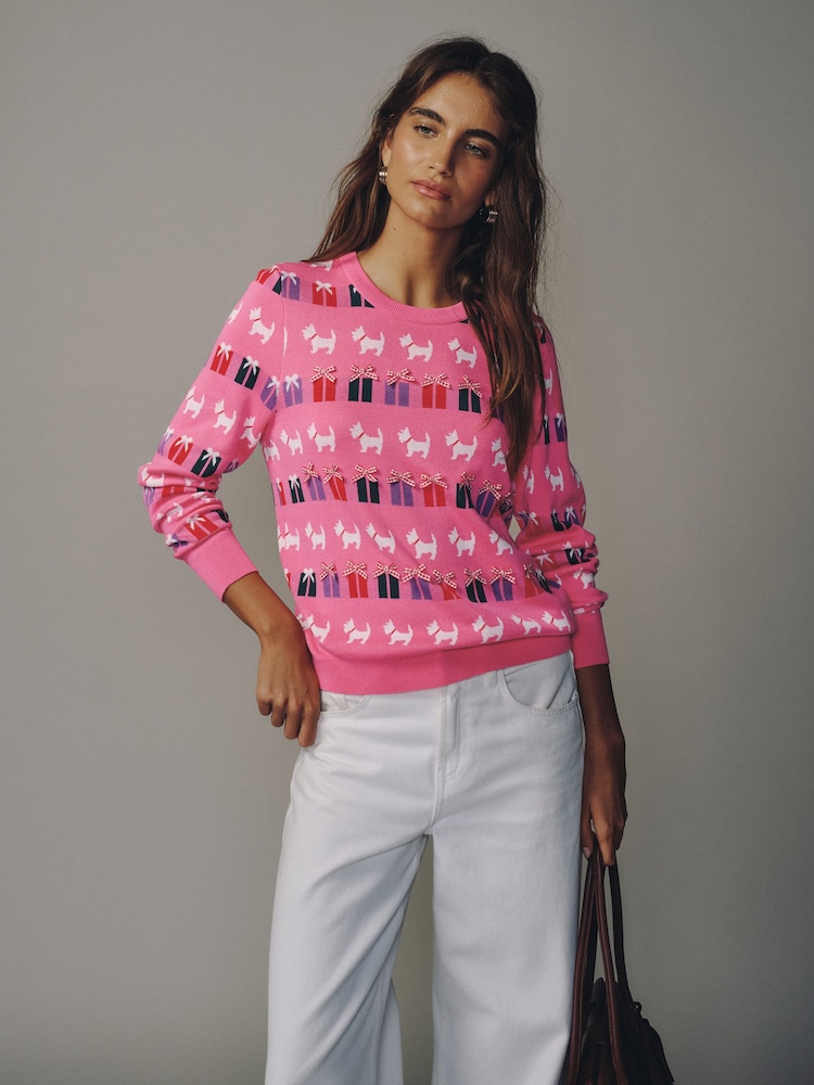 Pink Multi Dog Christmas Long Sleeve Jumper - Image 2 of 8 Pink Multi Dog Christmas Long Sleeve Jumper - Image 2 of 8