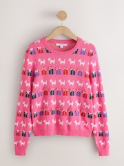 Pink Multi Dog Christmas Long Sleeve Jumper - Image 6 of 8