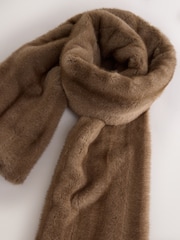 Mink Brown Faux Fur Short Coat With Scarf - Image 10 of 11