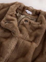 Mink Brown Faux Fur Short Coat With Scarf - Image 11 of 11
