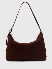 Whistles Brown Buckle Detail Suede Bag - Image 1 of 4