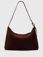 Whistles Brown Buckle Detail Suede Bag - Image 3 of 4