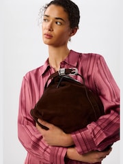 Whistles Brown Buckle Detail Suede Bag - Image 4 of 4