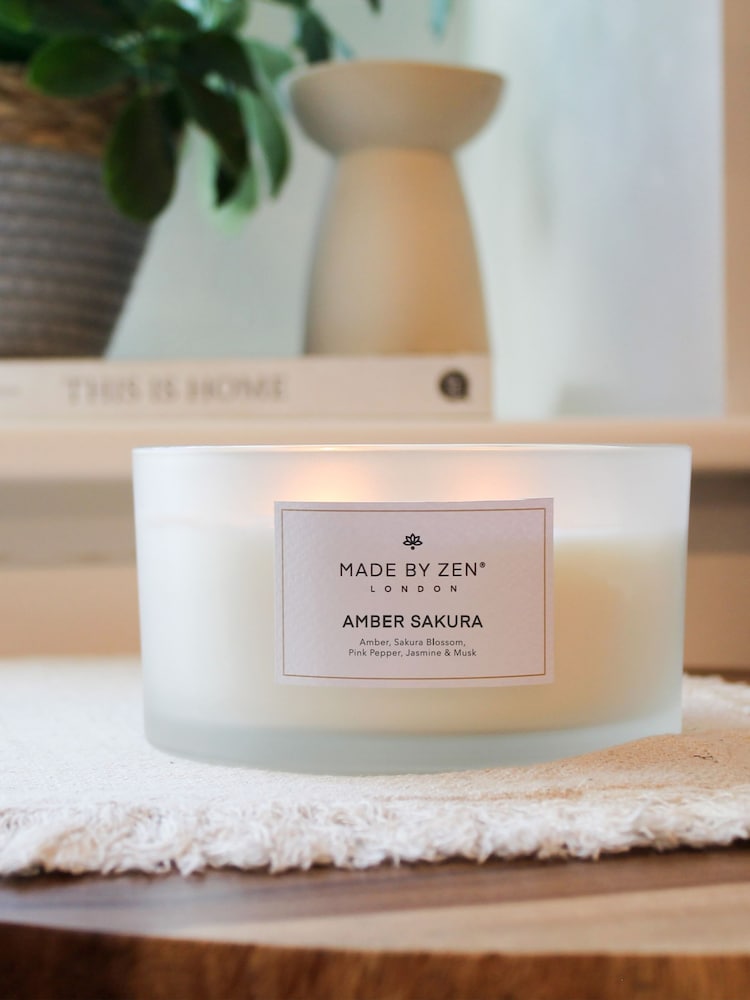 Made by Zen White Signature Scented Candle - Amber Sakura - Image 1 of 4